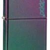 POCKET LIGHTER - ZIPPO - IRIDESCENT VIOLET + LOGO, SATIN FINISH GENUINE POCKET LIGHTER NEW #49146ZL