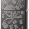 POCKET LIGHTER - ZIPPO - ICED SKULLS LIGHTER, GRAY DUSK FINISH, WINDPROOF #28685